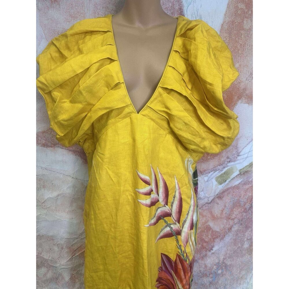 Anthropologie Farm Rio V-Neck Linen Midi Dress - Picture 11 of 13